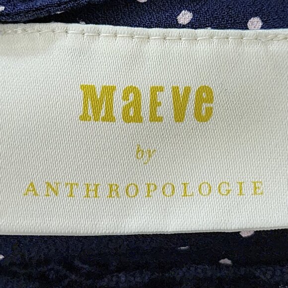 Maeve Navy Polkadot Tie Wrist Rita V-Neck Blouse - Picture 6 of 8